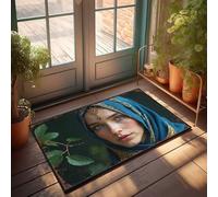 EJXN Funny Bar Decor Blue Veil With Golden Embroidery: A Portrait Of Serenity And Eleg Doormat Man Cave Accessories Teen Boy Room Decor(40X60CM)