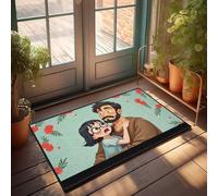 EJXN Funny Bathroom Mat Father'S Love: A Heartfelt Moment Between Dad And Daughter Doormat Positive Doormat Outdoor Front Door Mat(50X80CM)