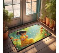 EJXN Funny Door Mats For Outside Entry Little Girl In Yellow Dress Amidst A Field Of Orange Flowers Doormat Fall Door Mat Indoor Door Mats Outdoor Fall(50X80CM)