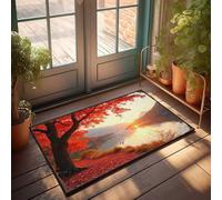 EJXN Funny House Decor Autumn Serenity: A Lakeside Sunset With Vibrant Trees Doormat Farm Rug Door Mat Indoor Entrance(40X60CM)