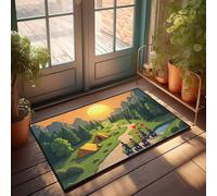 EJXN Funny House Decor Family Adventure: Sunset Camping With Balloons Doormat Farm Rug Door Mat Indoor Entrance(40X60CM)