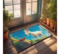 EJXN Funny House Decor Goat And Lizard Friendship On A Sunny Day Doormat Farm Rug Door Mat Indoor Entrance(50X80CM)