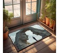 EJXN Funny House Decor Man Stands Before Monumental Stone Faces Doormat Farm Rug Door Mat Indoor Entrance(40X60CM)