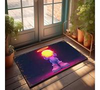 EJXN Funny House Decor Neon Angel: A Glowing Figure In Purple And Pink Doormat Farm Rug Door Mat Indoor Entrance(40X60CM)
