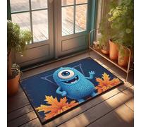 EJXN Funny Room Decor Blue Monster With Autumn Leaves Doormat Outdoor Mats For Front Door Stuff For Your Room(50X80CM)