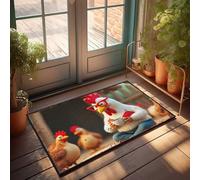 EJXN Funny Room Decor Chill Chickens: A Cozy Farm Hangout With Coffee Doormat Outdoor Mats For Front Door Stuff For Your Room(65X90CM)