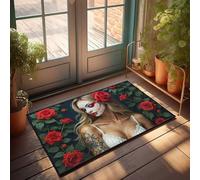EJXN Funny Room Decor Day Of The Dead Beauty With Red Roses Doormat Outdoor Mats For Front Door Stuff For Your Room(40X60CM)