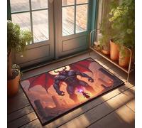 EJXN Funny Room Decor Devil'S Challenge: A Hero'S Stand Against The Giant Demon Doormat Outdoor Mats For Front Door Stuff For Your Room(40X60CM)