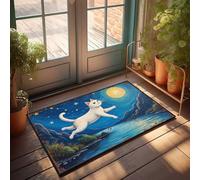 EJXN Funny Room Decor Floating Cat Under A Starry Night Sky Doormat Outdoor Mats For Front Door Stuff For Your Room(50X80CM)