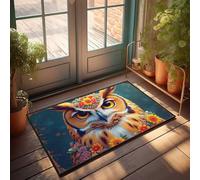 EJXN Funny Room Decor Floral Fantasy: The Majestic Owl In Bloom Doormat Outdoor Mats For Front Door Stuff For Your Room(65X90CM)