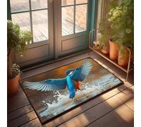 EJXN Funny Room Decor Kingfisher In Flight: A Splash Of Nature'S Beauty Doormat Outdoor Mats For Front Door Stuff For Your Room(65X90CM)
