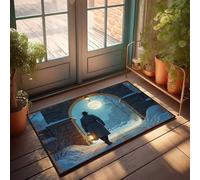 EJXN Funny Room Decor Man In Trench Coat Walking Through Snowy Gate Under Full Moon Doormat Outdoor Mats For Front Door Stuff For Your Room(50X80CM)
