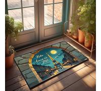 EJXN Funny Room Decor Parisian Night: Moonlit Eiffel Tower Through An Archway Doormat Outdoor Mats For Front Door Stuff For Your Room(40X60CM)