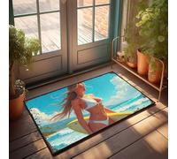 EJXN Funny Room Decor Surfing Beauty On A Sunny Beach Day Doormat Outdoor Mats For Front Door Stuff For Your Room(40X60CM)