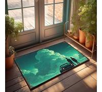 EJXN Funny Room Decor Two Figures Stand Before An Enigmatic Cloud Formation Doormat Outdoor Mats For Front Door Stuff For Your Room(40X60CM)