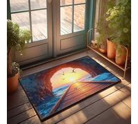 EJXN Funny Room Decor Wooden Boardwalk Leading To A Sunset Over The Ocean Through A Roc Doormat Outdoor Mats For Front Door Stuff For Your Room(65X90CM)