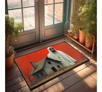 EJXN Garage Accessories For Man Cave A Haunting Figure In Front Of An Abandoned House Doormat Fall Front Door Mat Welcome Mats Outdoor Funny(65X90CM)