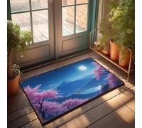EJXN Garage Accessories For Man Cave Full Moon Over Mount Fuji With Cherry Blossoms Doormat Fall Front Door Mat Welcome Mats Outdoor Funny(65X90CM)