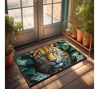 EJXN Garage Accessories For Man Cave Jaguar In The Jungle: A Vibrant Portrait With Dollar Bills Doormat Fall Front Door Mat Welcome Mats Outdoor Funny(65X90CM)