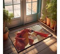 EJXN Garage Accessories For Man Cave Jesus Confronting A Giant Red Dragon In Front Of An Ancient Citys Doormat Fall Front Door Mat Welcome Mats Outdoor Funny(40X60CM)