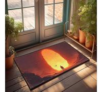EJXN Garage Accessories For Man Cave Silhouette Standing Before A Fiery Portal Doormat Fall Front Door Mat Welcome Mats Outdoor Funny(50X80CM)