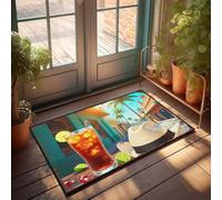 EJXN Garage Accessories For Man Cave Sun-Kissed Streets: A Tropical Beverage Adventure Doormat Fall Front Door Mat Welcome Mats Outdoor Funny(65X90CM)
