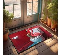 EJXN Garage Decor For Men Flamingo Reading Book On Toilet In Red Bathroom Doormat Playroom Furniture Rugs For Entryway(65X90CM)