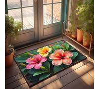 EJXN Home Alone Door Mat Bright Hibiscus Blooms In Full Summer Glory Doormat Doormat Rug Kitchen Stuff(65X90CM)