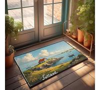 EJXN Home Alone Door Mat Coastal Retreat: A Serene Home By The Sea With Sailboats And Lush Doormat Doormat Rug Kitchen Stuff(40X60CM)