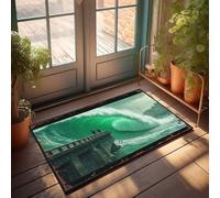 EJXN Home Alone Door Mat Monumental Wave Overwhelms Urban Bridge: A Dramatic Encounter Doormat Doormat Rug Kitchen Stuff(50X80CM)