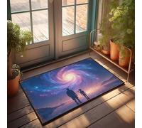 EJXN Home Alone Door Mat Starry Night Wonder: Father And Child Admiring The Cosmic Spiral Doormat Doormat Rug Kitchen Stuff(65X90CM)