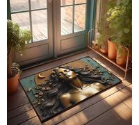EJXN Home Decor For Men Golden Serenity: A Mystical Portrait With Moonlit Branches Doormat Outdoor Paw Mat Bathroom Gifts(40X60CM)