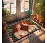 EJXN Home Decor For Men Two Women In Lingerie Amidst Lush Greenery Doormat Outdoor Paw Mat Bathroom Gifts(50X80CM)