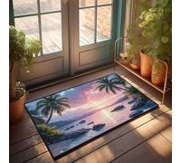 EJXN Home Entrance Decor Palm Trees At Sunset On A Tropical Beach Doormat Cool Door Mat Fun Door Mat(50X80CM)