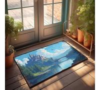 EJXN Home Sweet Apartment Doormat Fantasy Castle By The Serene Lake With Birds Flying Above Doormat Back Yard Decorations Small Welcome Mat(50X80CM)