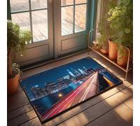 EJXN Home Sweet Apartment Doormat Nighttime Cityscape With Illuminated Skyscrapers And Bridge Light Doormat Back Yard Decorations Small Welcome Mat(40X60CM)