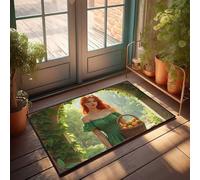 EJXN Home Sweet Apartment Doormat Redhead In Green Dress With Basket Of Fruit Doormat Back Yard Decorations Small Welcome Mat(50X80CM)