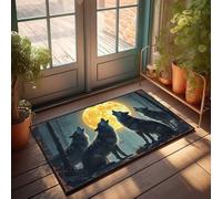 EJXN Home Sweet Apartment Doormat Wolves Howling At The Full Moon In The Forest Doormat Back Yard Decorations Small Welcome Mat(40X60CM)