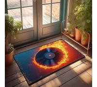 EJXN Indoor Mats For Front Door Entry Flaming Vinyl: The Heat Of Music Passion Doormat Anti Slip Mat Fall Doormat Outdoor(40X60CM)