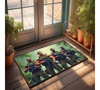 EJXN Indoor Mats For Front Door Entry Four Soldiers In Green Vests With Rifles Against A Tropical Backg Doormat Anti Slip Mat Fall Doormat Outdoor(40X60CM)