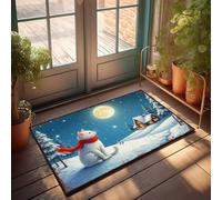 EJXN Inside Door Mats For Front Door Snowy Night Adventure: A Cat'S Journey Under The Moonlight Doormat Outdoor Doormat Pool Decorations Outdoor(65X90CM)