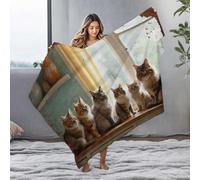 EJXN King Size Throw Blanket For Bed Adorable Cats On The Window Sill Flannel Blanket Mom Blanket Comfy Blanket(127x100cm)