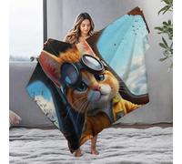 EJXN King Size Throw Blanket For Bed Adventurous Cat Pilot Soars Above The Clouds Flannel Blanket Mom Blanket Comfy Blanket(127x100cm)