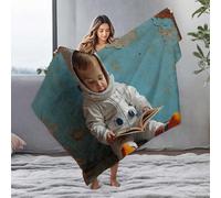 EJXN King Size Throw Blanket For Bed Curious Astronaut In Training: Exploring The Stars Through Books Flannel Blanket Mom Blanket Comfy Blanket(127x100cm)