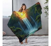 EJXN Large Blanket Sunset Serenity: A Waterfall'S Majestic Glow Flannel Blanket Blankets Puppy Blanket(125x150cm)
