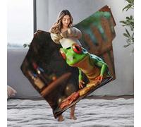 EJXN Large Throw Blanket Chef Frog Grilling Up Some Delicious Burgers! Flannel Blanket Ashtray Big Blanket(127x100cm)