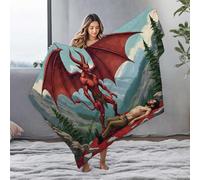 EJXN Large Throw Blanket Red Demon Standing Over Fallen Man In Mountainous Landscape Flannel Blanket Ashtray Big Blanket(125x150cm)