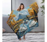 EJXN Large Throw Blanket Swans In Love: A Heart-Shaped Reflection On Autumn'S Lake Flannel Blanket Ashtray Big Blanket(125x150cm)