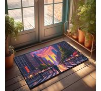 EJXN Mat For Shoes By Door Cityscape At Sunset: A Vibrant Urban Scene With Dramatic Sky Doormat Outdoor Decor For Front Porch Fall Kitchen Mat(65X90CM)