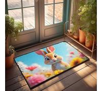 EJXN Mat In House Adorable Bunny In A Field Of Flowers Doormat Home Decor For Men Plain Doormat For Crafts(40X60CM)